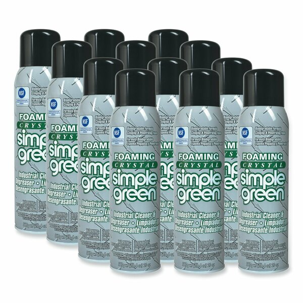 Simple Green Crystal Industrial Cleaner and Degreaser, 20 oz. Aerosol Can, Foam, Colorless, 12 PK 0610001219010